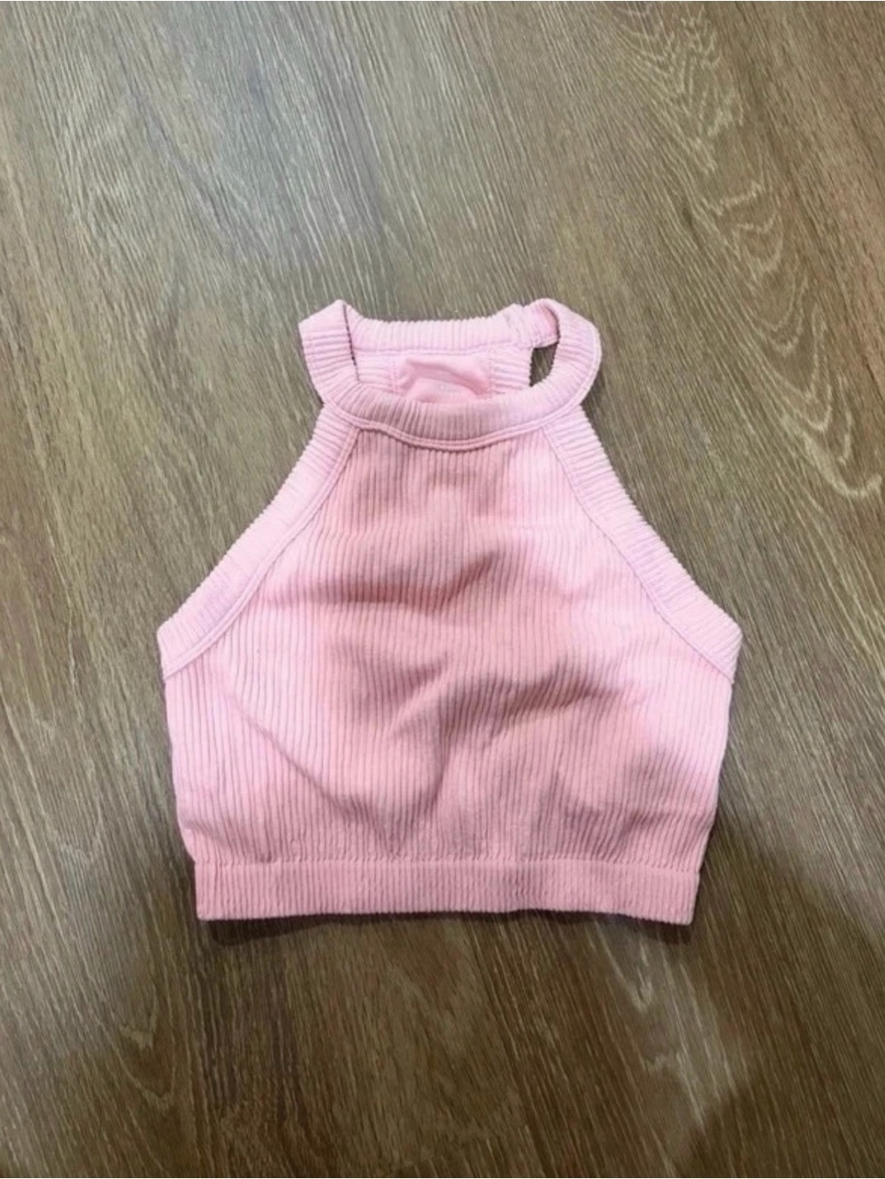 aerie Ribbed Halter Crop Tank Top - Light Pink